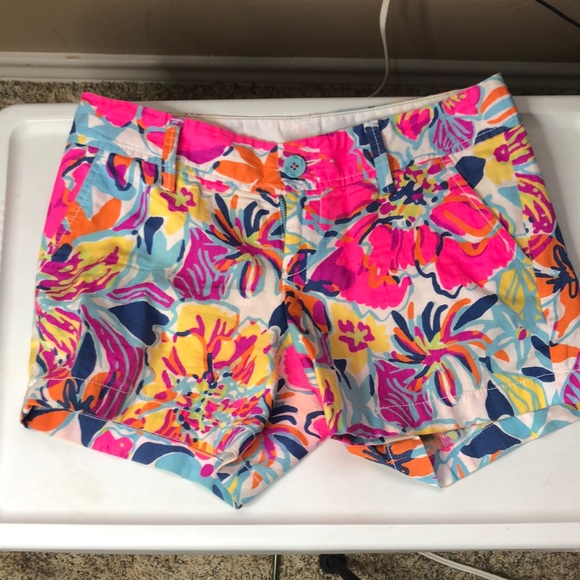 Lilly Pulitzer Pants - Lilly Pulitzer Pink and Orange Bermuda Shorts Vibrant Floral